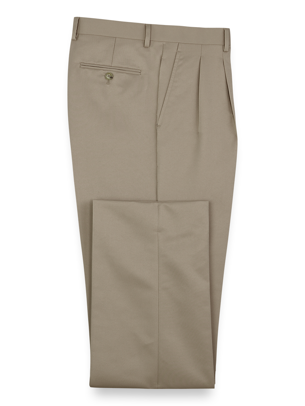 Product Image of Solid Microfiber Pleated Pants-Tan