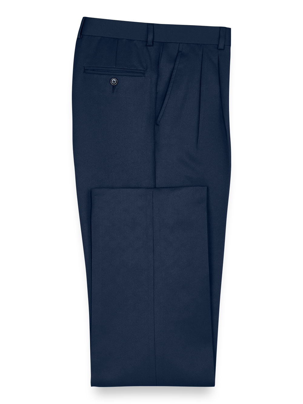 Product Image of Solid Microfiber Pleated Pants-Navy