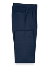 Solid Microfiber Pleated Pants - Navy