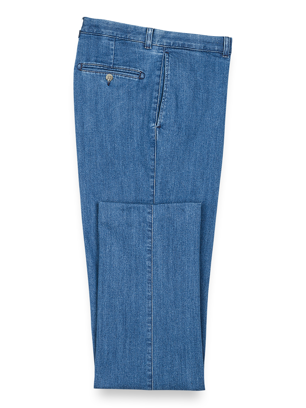 Product Image of Flat Front Denim Pants-Medium Blue#model_flat front