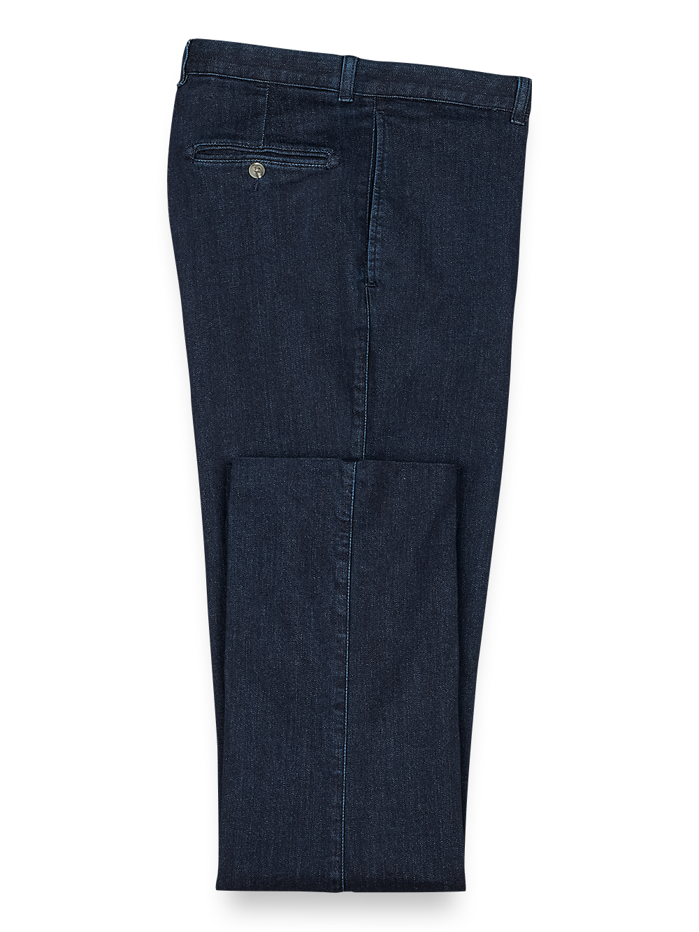 Product Image of Flat Front Denim Pants-Dark Blue#model_flat front