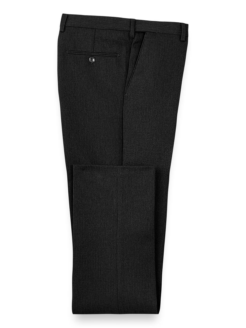 Product Image of Microfiber Herringbone Flat Front Pants-Black#model_flat front