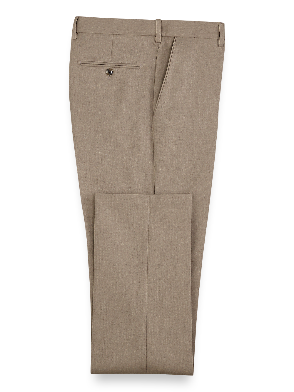 Product Image of Microfiber Herringbone Flat Front Pants-Tan#model_flat front