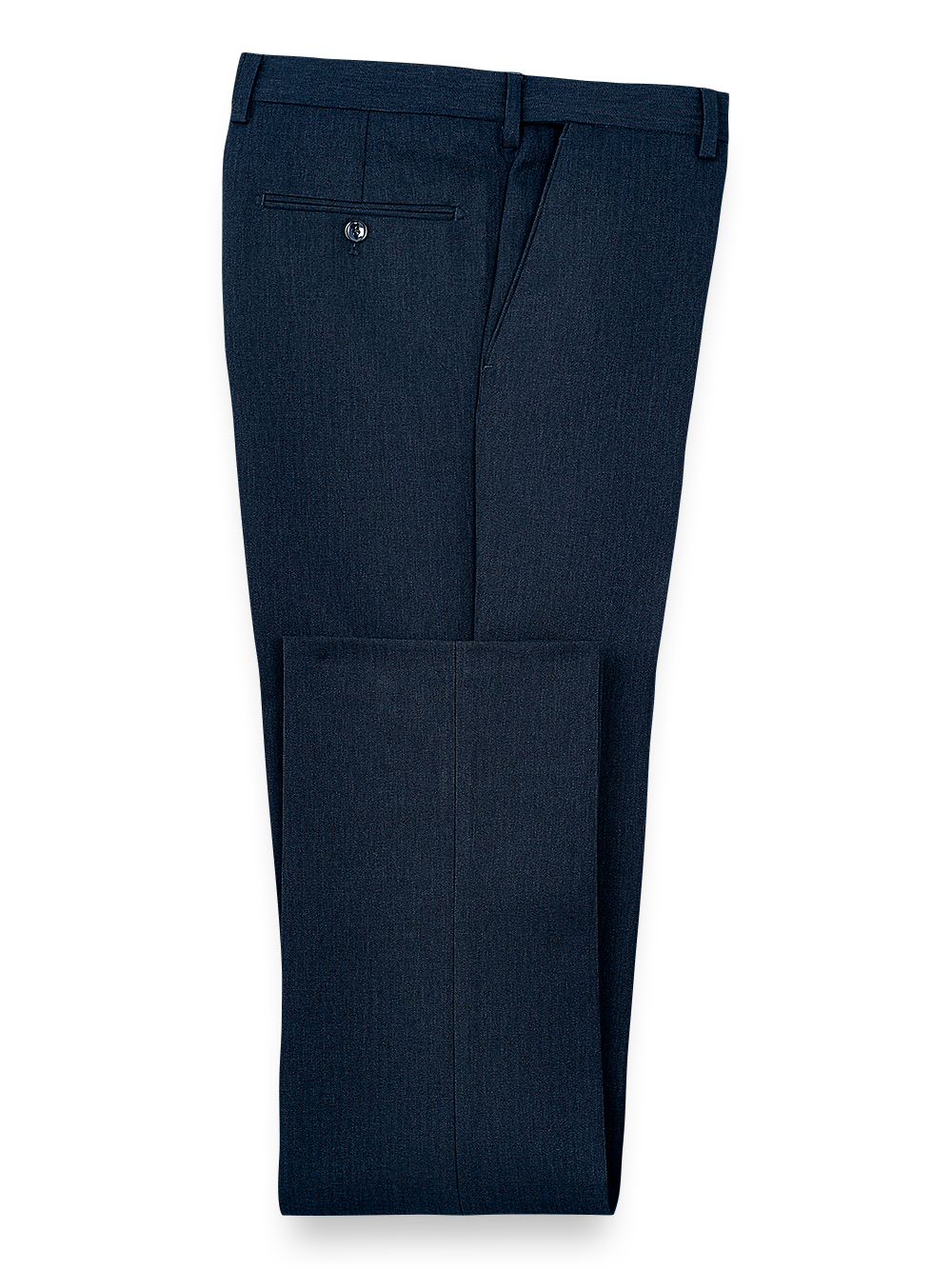 Product Image of Microfiber Herringbone Flat Front Pants-Navy#model_flat front