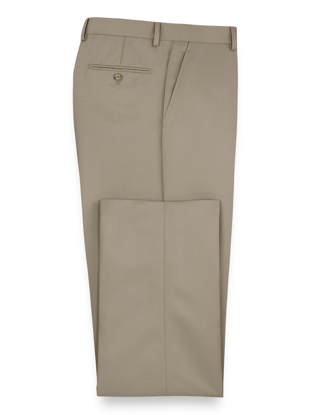 Product Image of Solid Microfiber Flat Front Pants-Tan#model_flat front