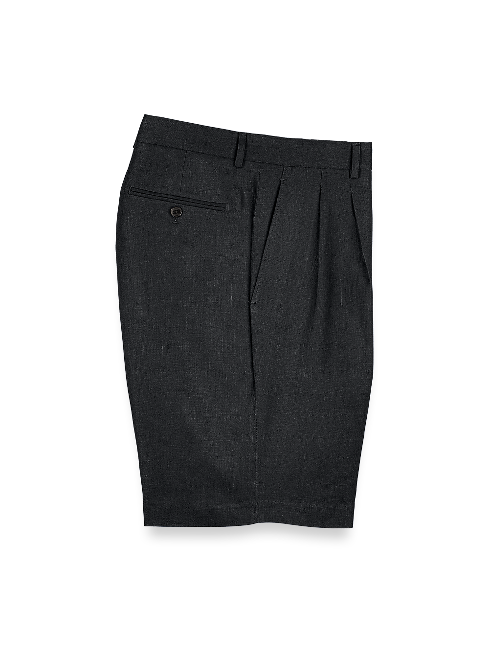 Product Image of Linen Pleated Shorts-Black#model_pleated front