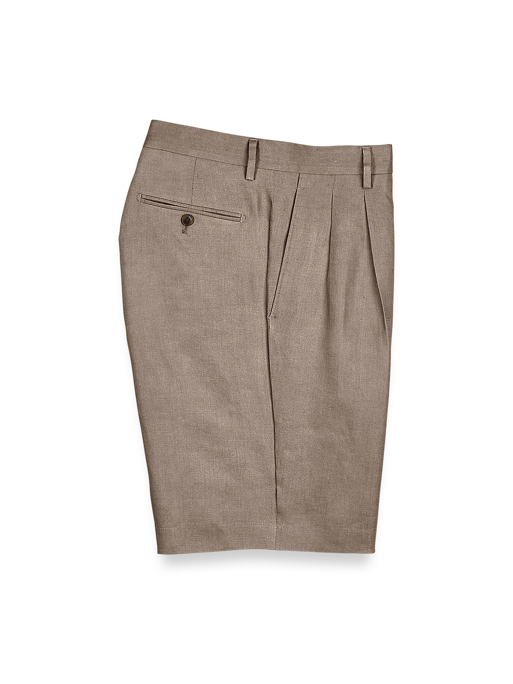 Product Image of Linen Pleated Shorts-Khaki#model_pleated front