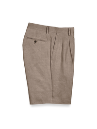 Linen Pleated Shorts - Khaki