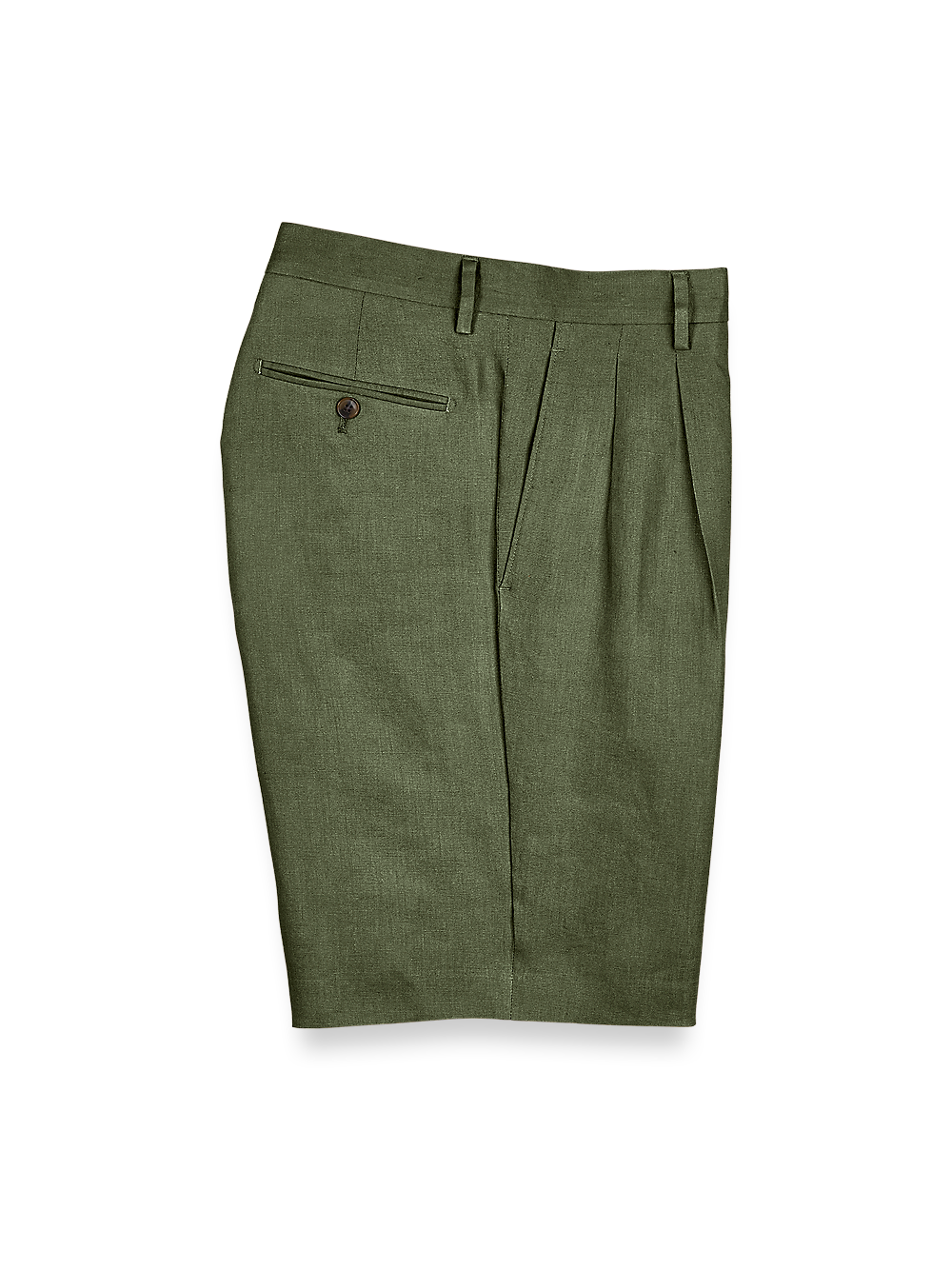 Product Image of Linen Pleated Shorts-Olive#model_pleated front