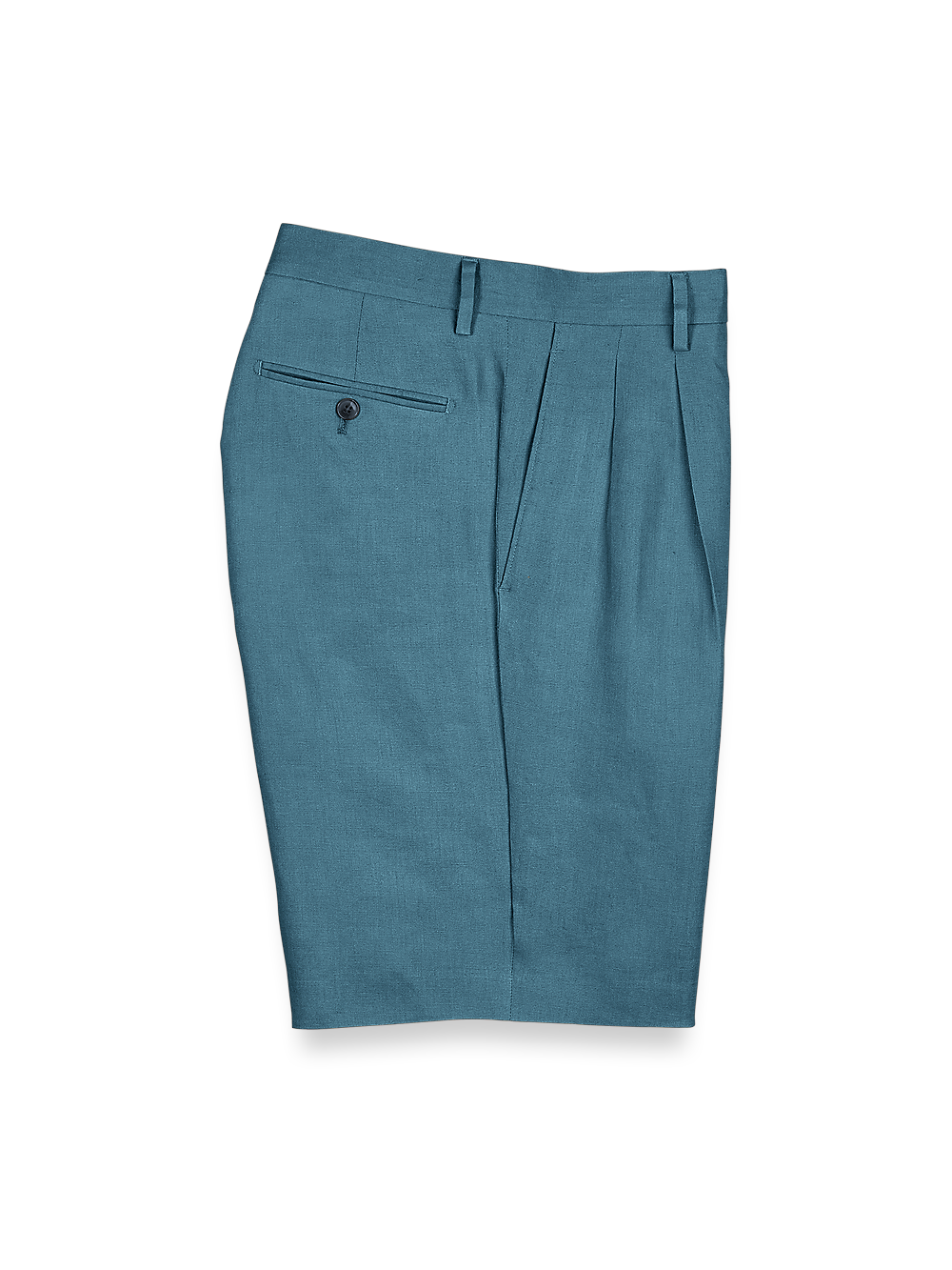 Product Image of Linen Pleated Shorts-Teal#model_pleated front