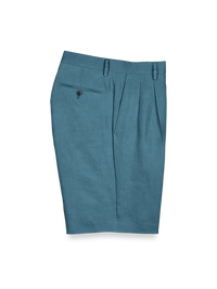 Linen Pleated Shorts - Teal