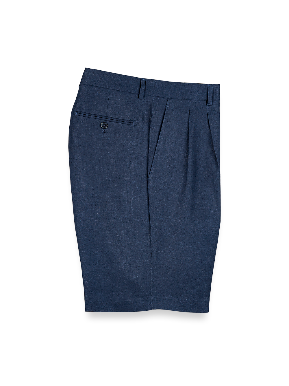 Product Image of Linen Pleated Shorts-Navy#model_pleated front