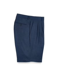 Linen Pleated Shorts - Navy