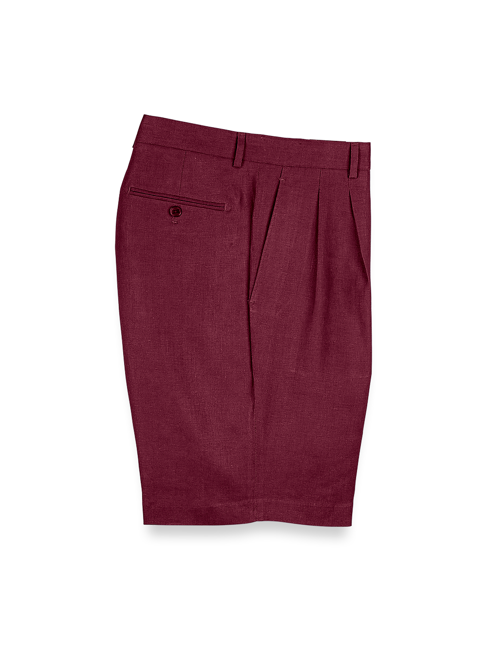 Product Image of Linen Pleated Shorts-Burgundy#model_pleated front