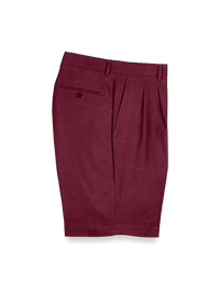 Linen Pleated Shorts - Burgundy