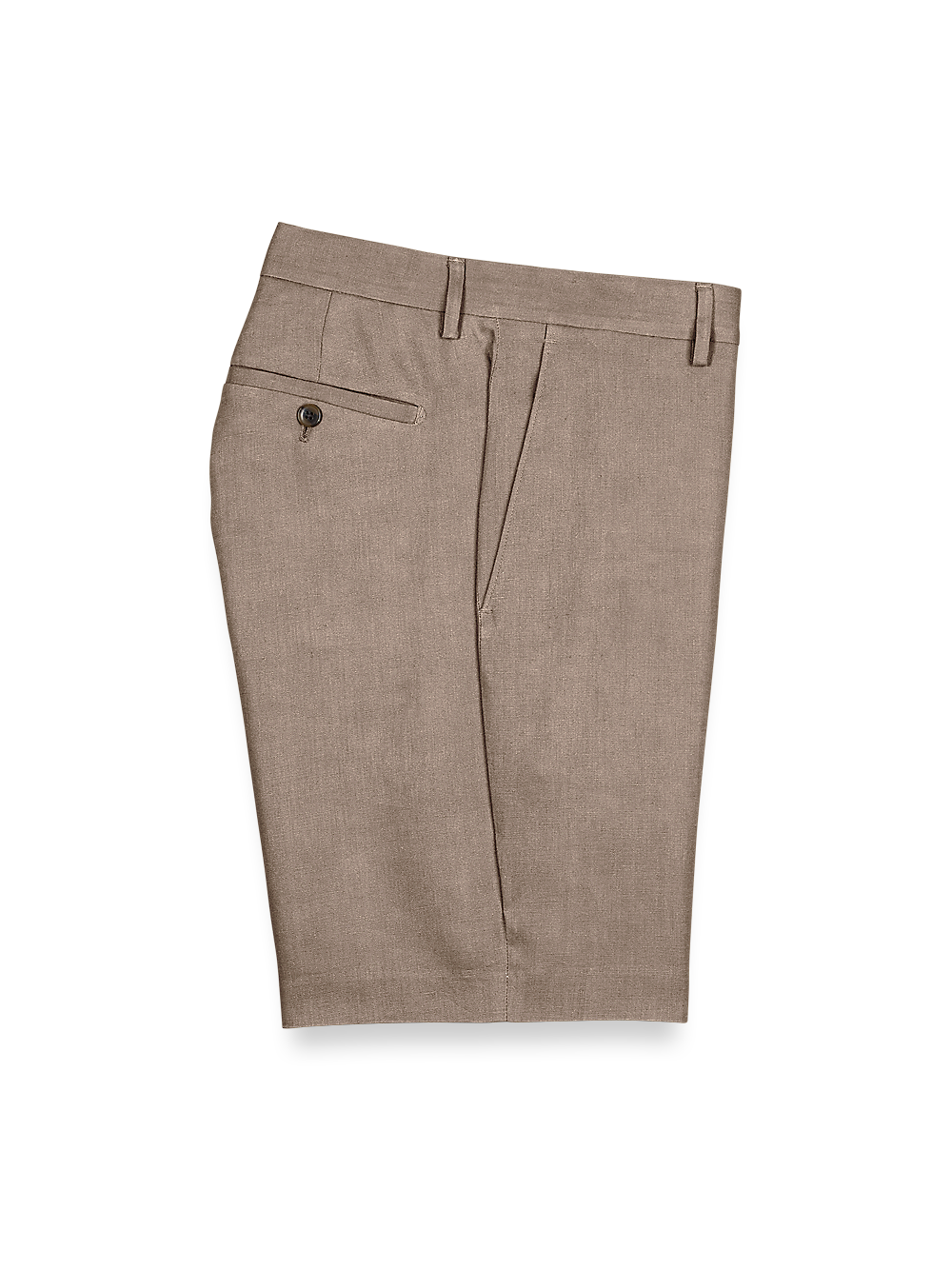 Product Image of Linen Flat Front Shorts-Khaki#model_flat front