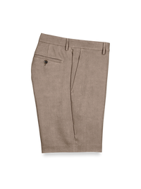 Linen Flat Front Shorts - Khaki