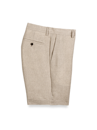 Linen Flat Front Shorts - Natural