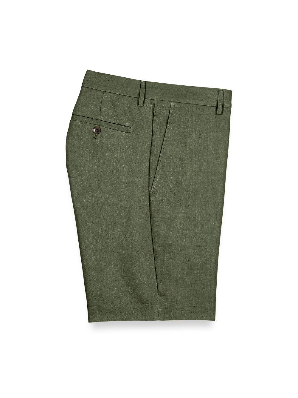 Product Image of Linen Flat Front Shorts-Olive#model_flat front