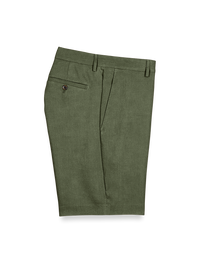 Linen Flat Front Shorts - Olive