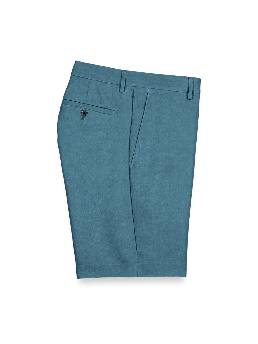 Product Image of Linen Flat Front Shorts-Teal#model_flat front