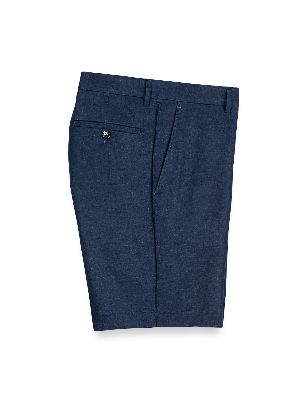 Product Image of Linen Flat Front Shorts-Navy#model_flat front