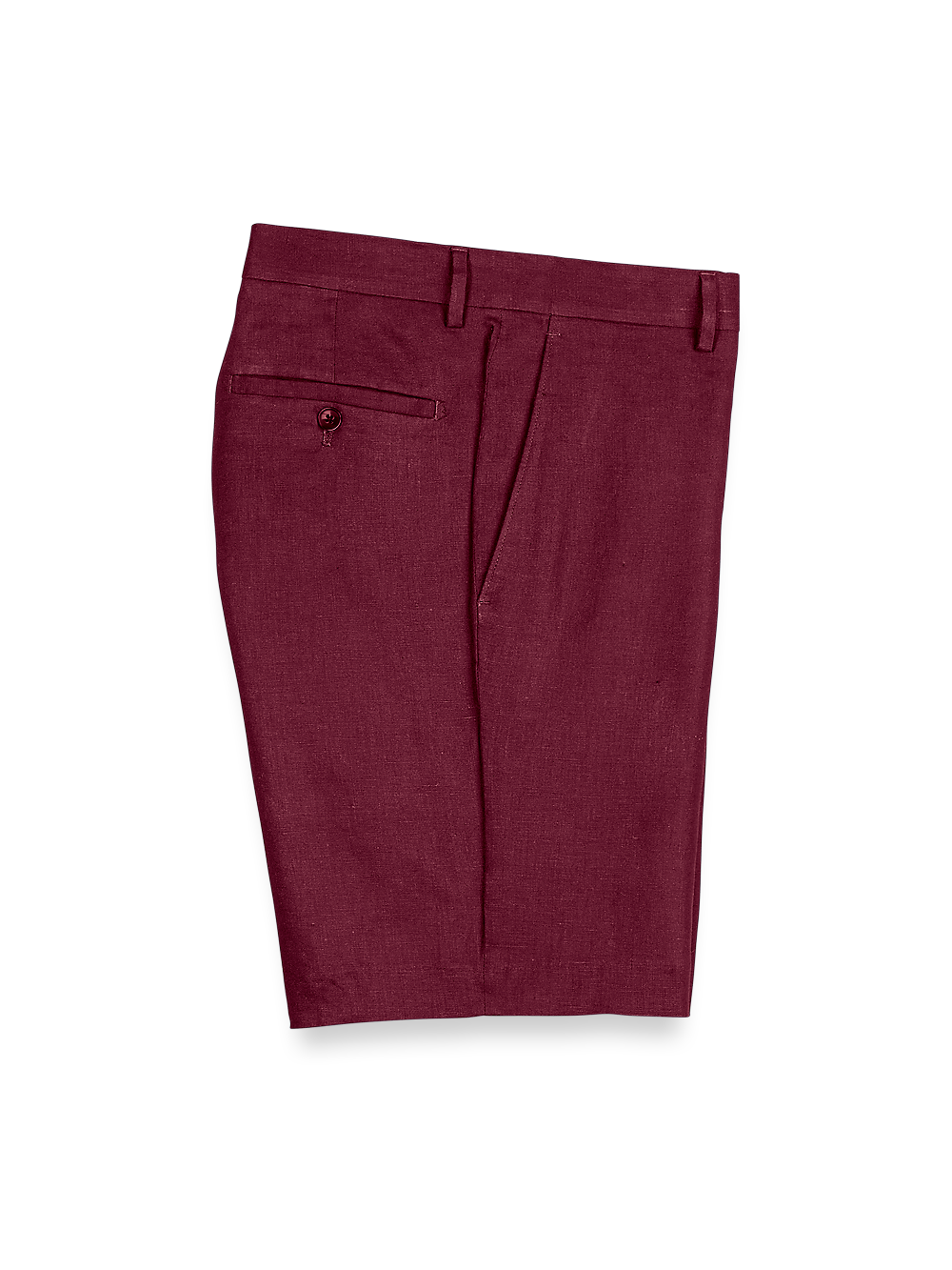 Product Image of Linen Flat Front Shorts-Burgundy#model_flat front