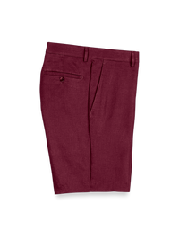 Linen Flat Front Shorts - Burgundy