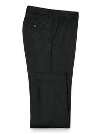 Linen Flat Front Pants - Black