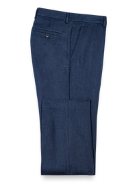 Linen Flat Front Pants - Navy