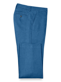 Linen Flat Front Pants - Indigo