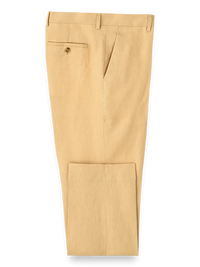 Linen Flat Front Pants - Maze