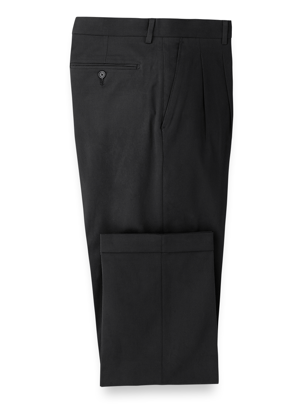 Product Image of Classic Fit Cotton Stretch Twill Pleated Pants-Black#model_pleated front