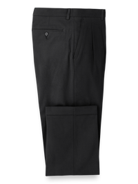 Classic Fit Cotton Stretch Twill Pleated Pants - Black