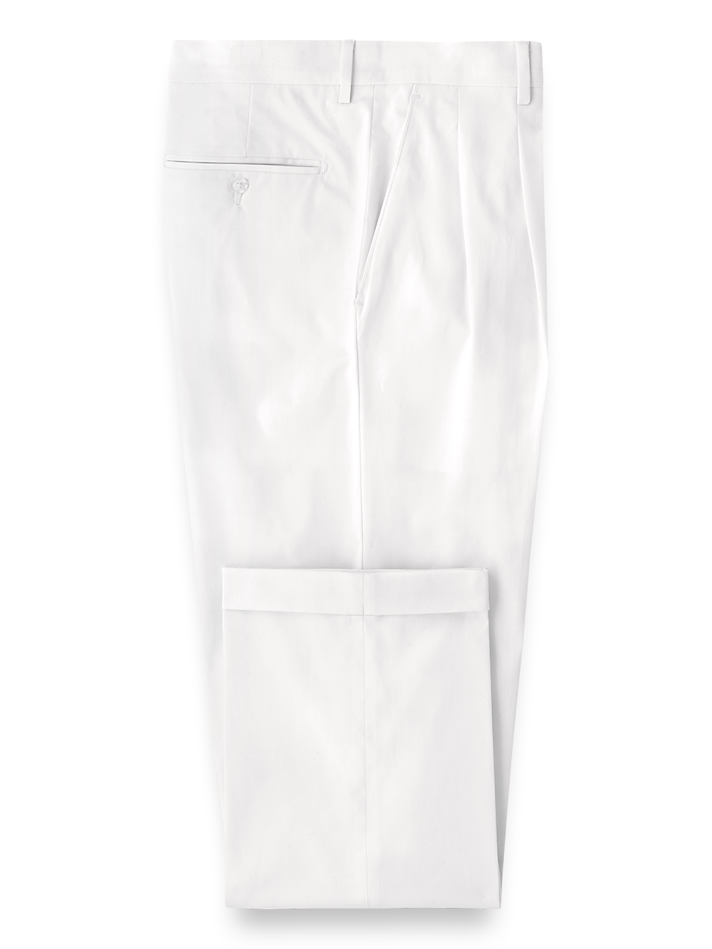 Product Image of Classic Fit Cotton Stretch Twill Pleated Pants-White#model_pleated front