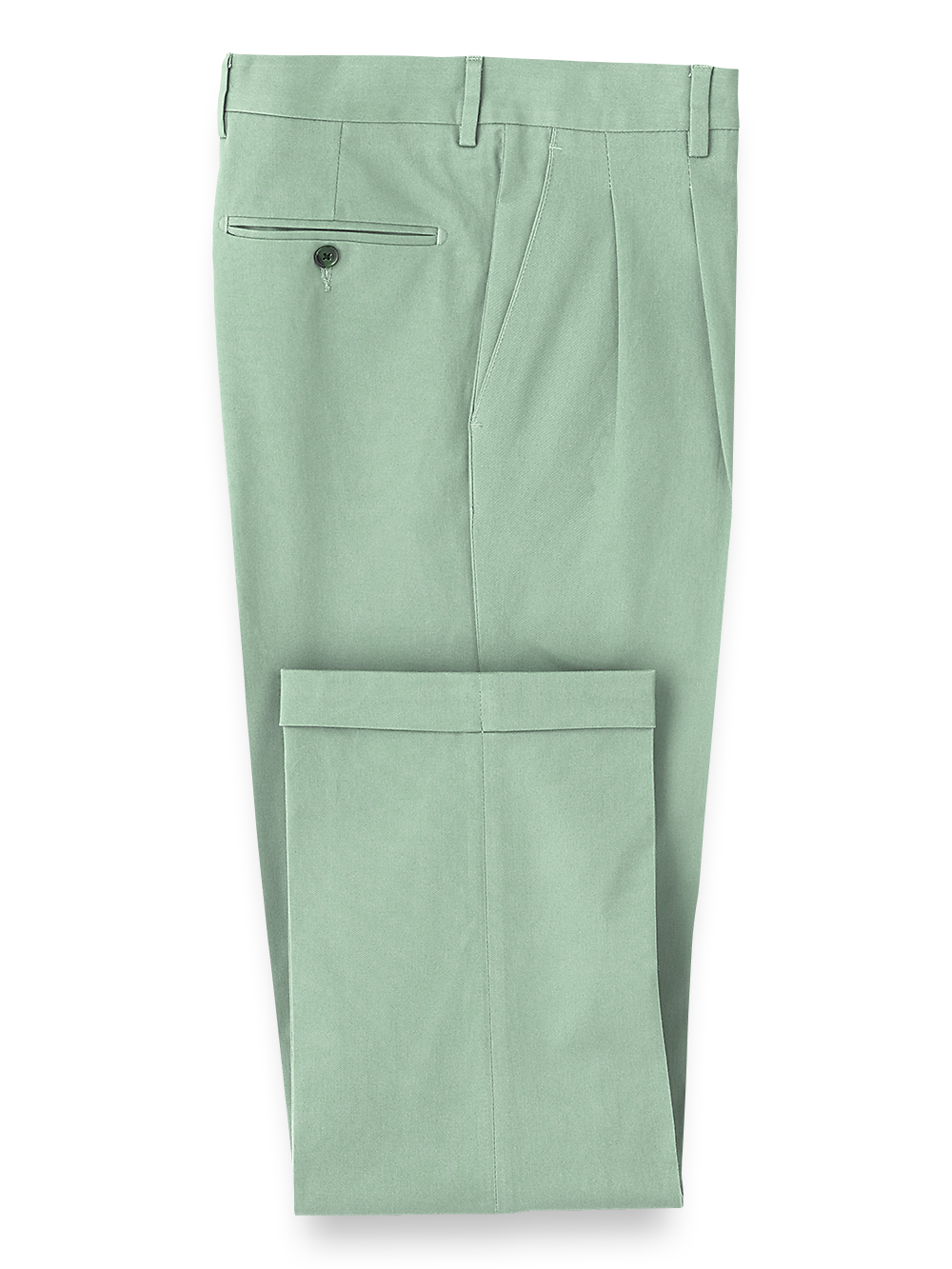 Product Image of Classic Fit Cotton Stretch Twill Pleated Pants-Moss#model_pleated front