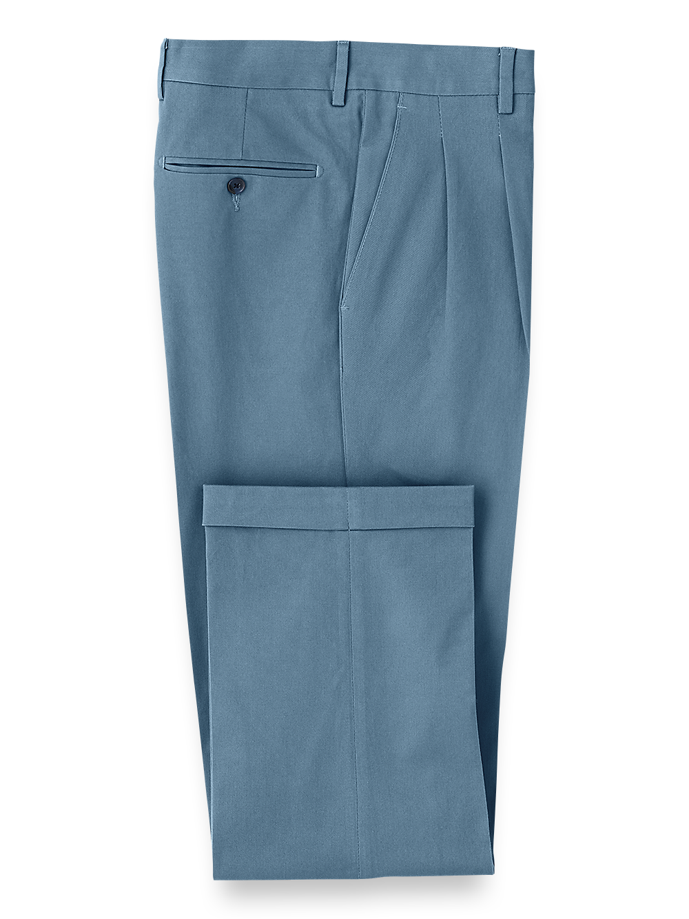 Product Image of Classic Fit Cotton Stretch Twill Pleated Pants-Blue#model_pleated front