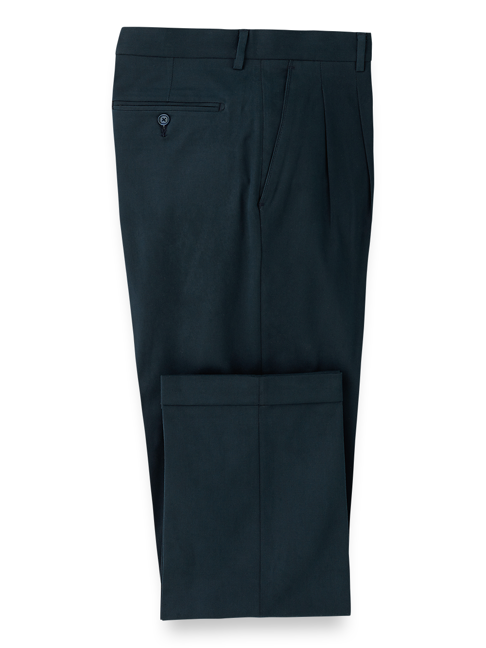 Product Image of Classic Fit Cotton Stretch Twill Pleated Pants-Ink#model_pleated front