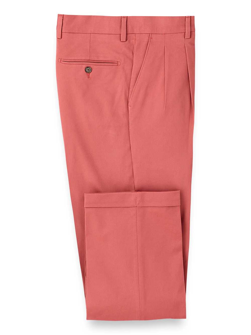 Product Image of Classic Fit Cotton Stretch Twill Pleated Pants-Rose#model_pleated front