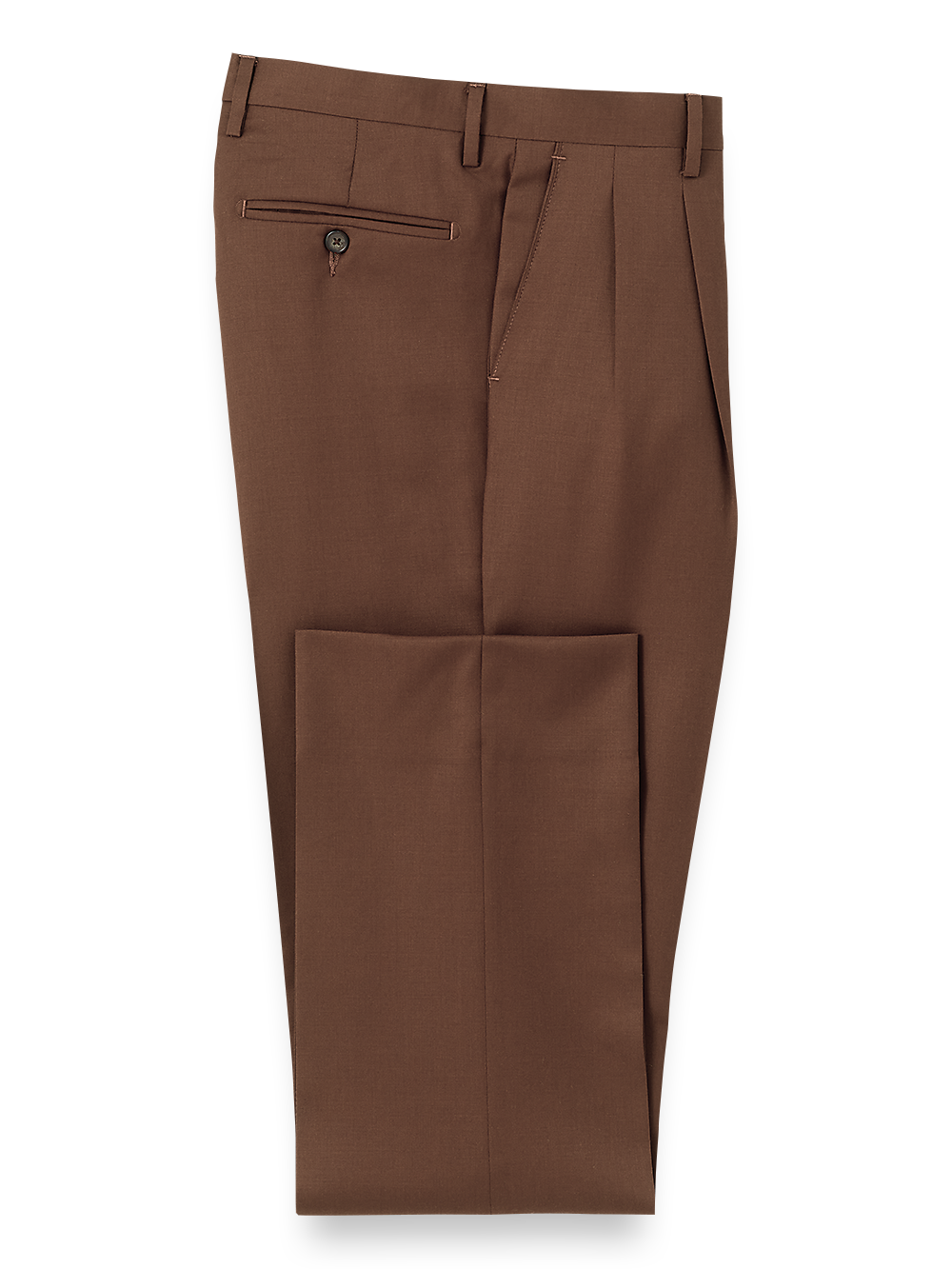 Product Image of Wool Gabardine Pleated Pants-Brown#model_pleated front