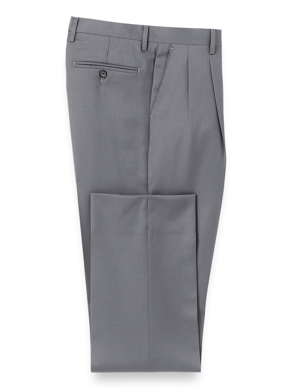 Product Image of Wool Gabardine Pleated Pants-Grey#model_pleated front