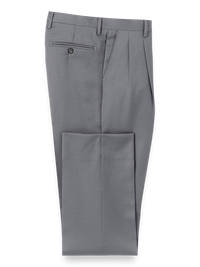 Wool Gabardine Pleated Pants - Grey