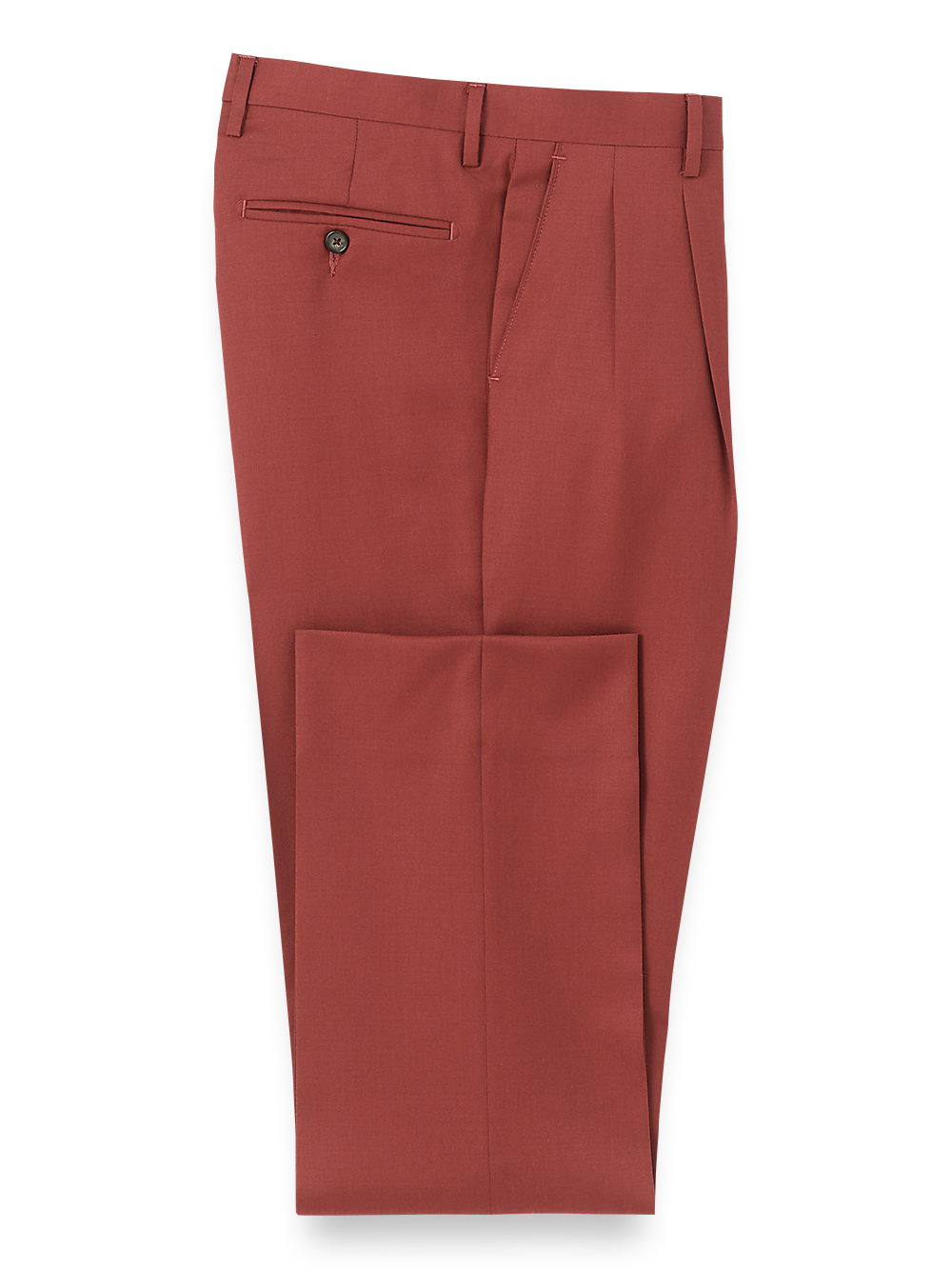 Product Image of Wool Gabardine Pleated Pants-Rust#model_pleated front