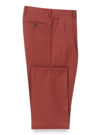 Wool Gabardine Pleated Pants - Rust