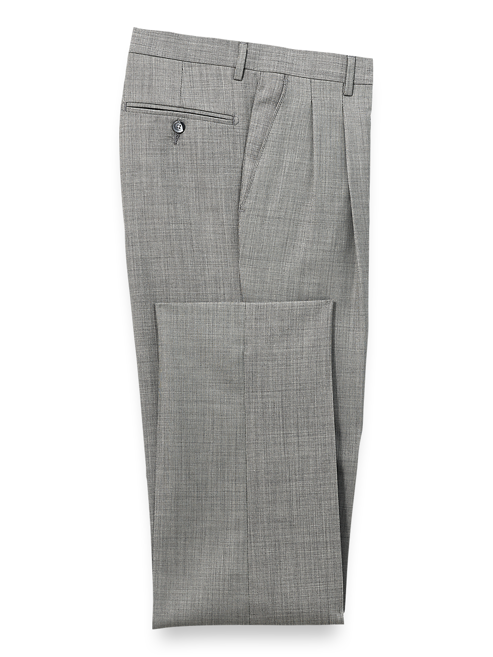 Product Image of Wool Sharkskin Pleated Pants-Grey#model_pleated front