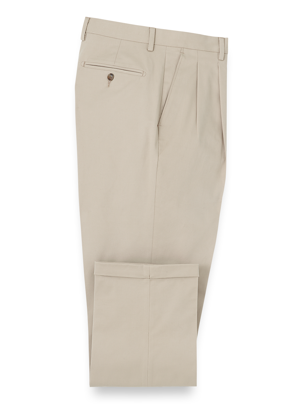 Product Image of Cotton Stretch Twill Pants-Khaki#model_pleated front