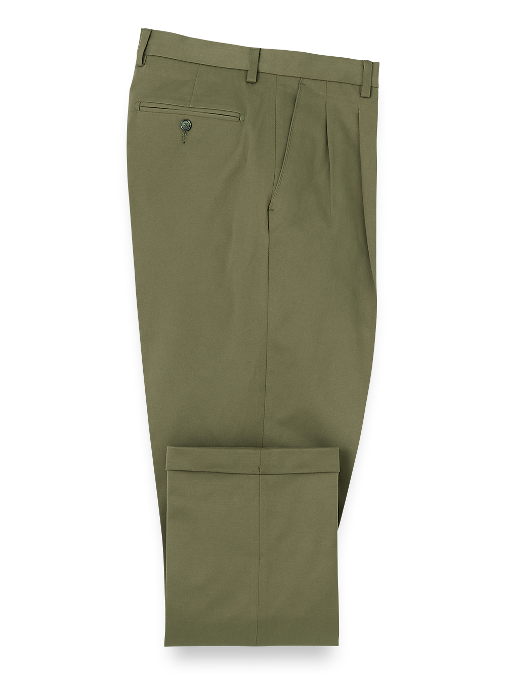 Product Image of Cotton Stretch Twill Pants-Olive#model_pleated front