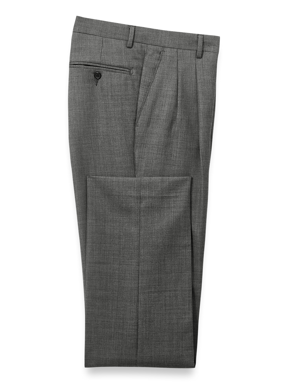 Product Image of Wool Sharkskin Pants-Charcoal#model_pleated front