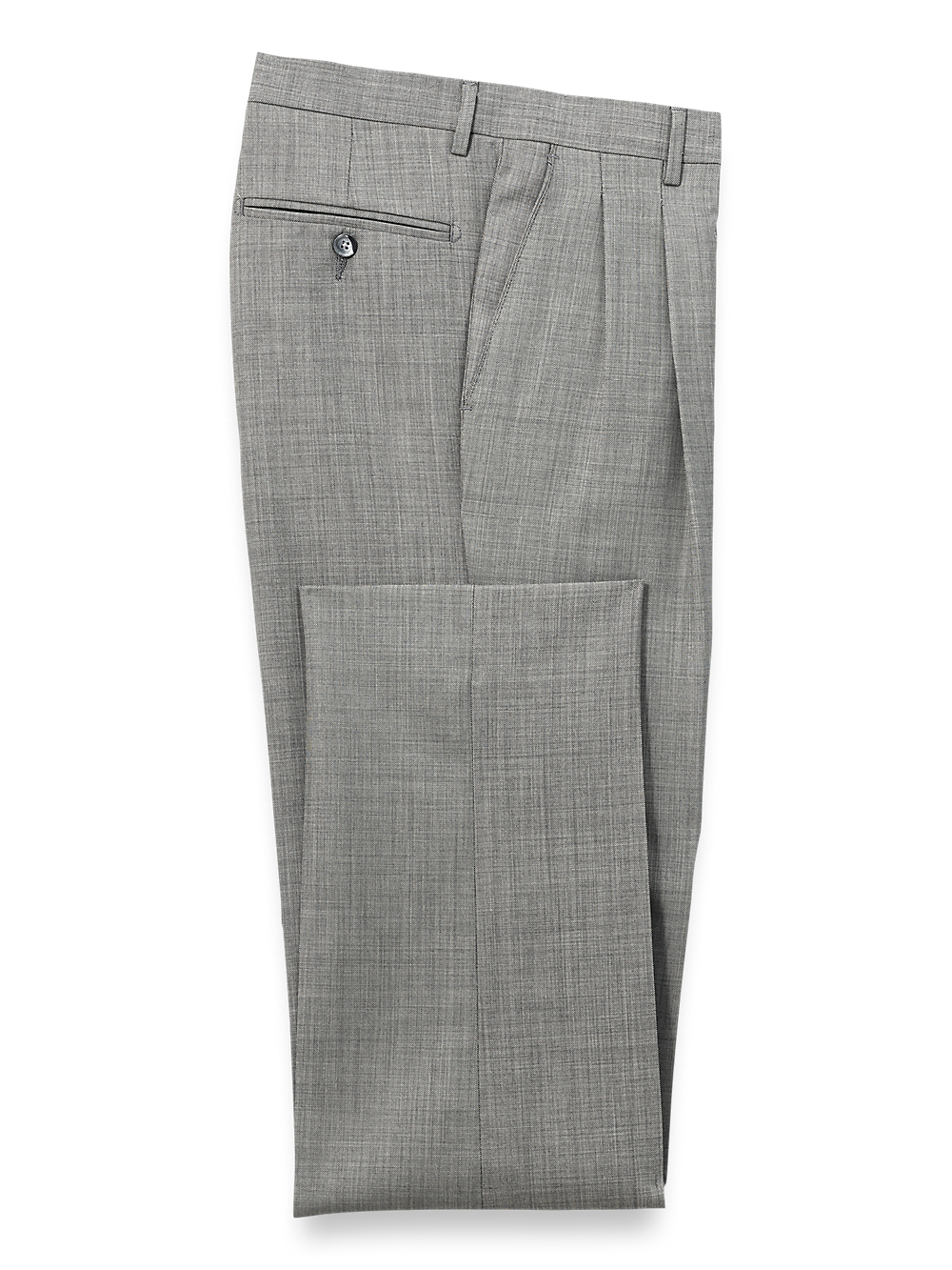 Product Image of Wool Sharkskin Pants-Grey#model_pleated front