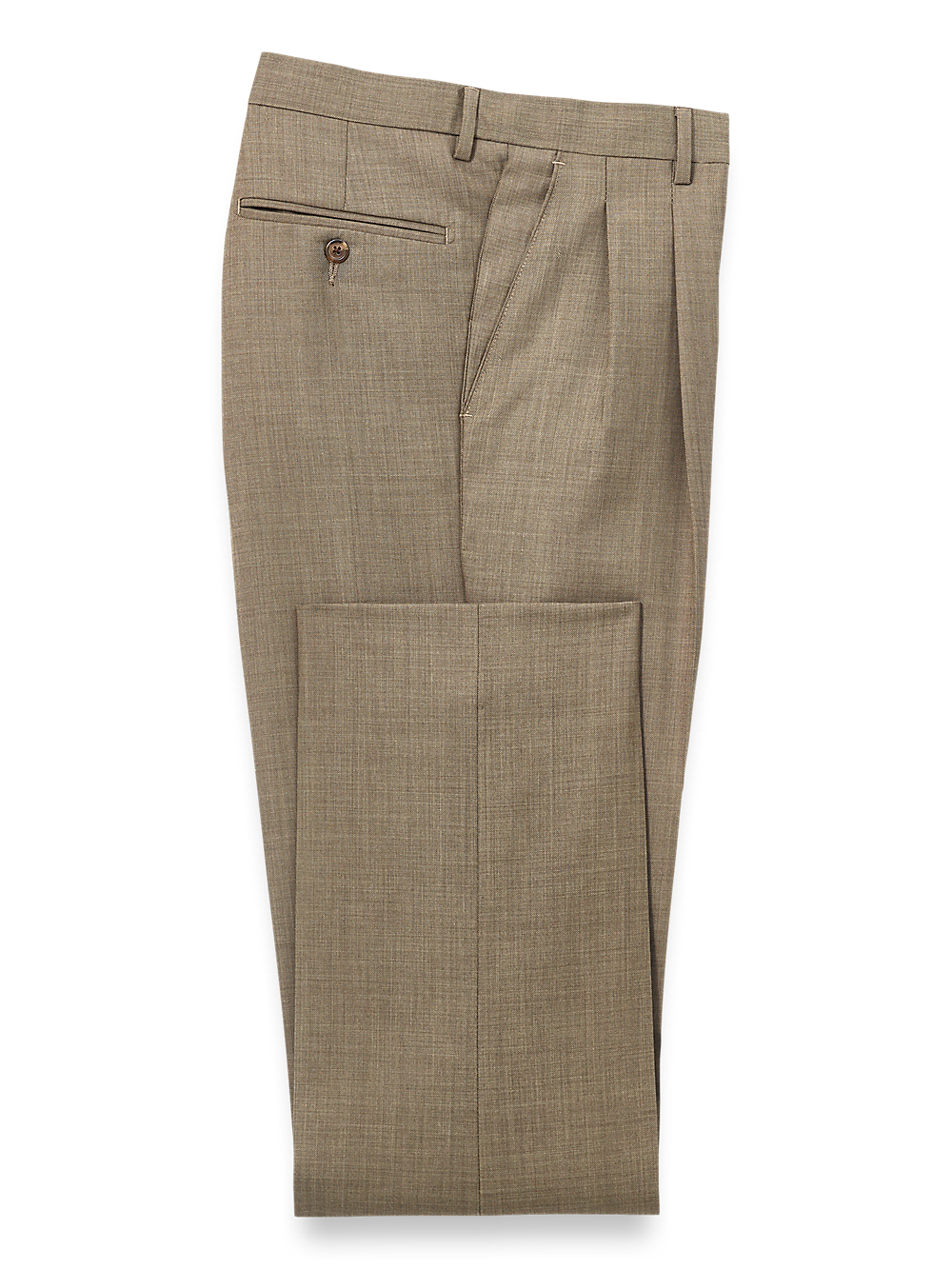 Product Image of Wool Sharkskin Pants-Light Brown#model_pleated front